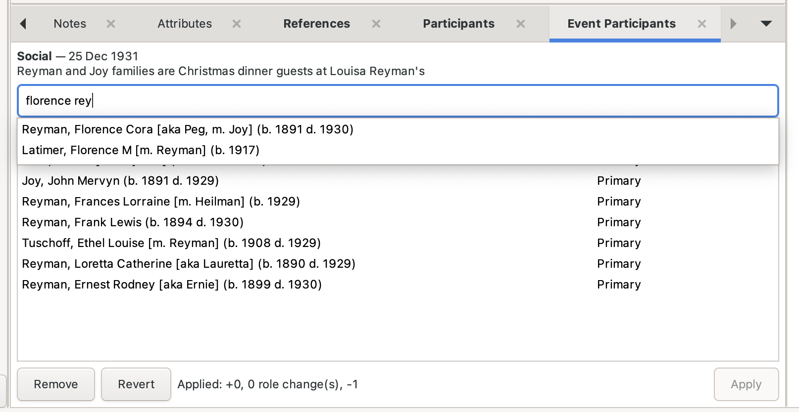 Event Participants tab preview