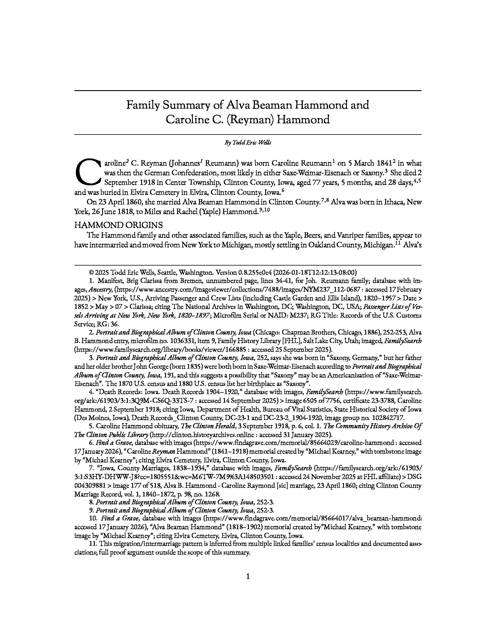 Preview of the family summary PDF