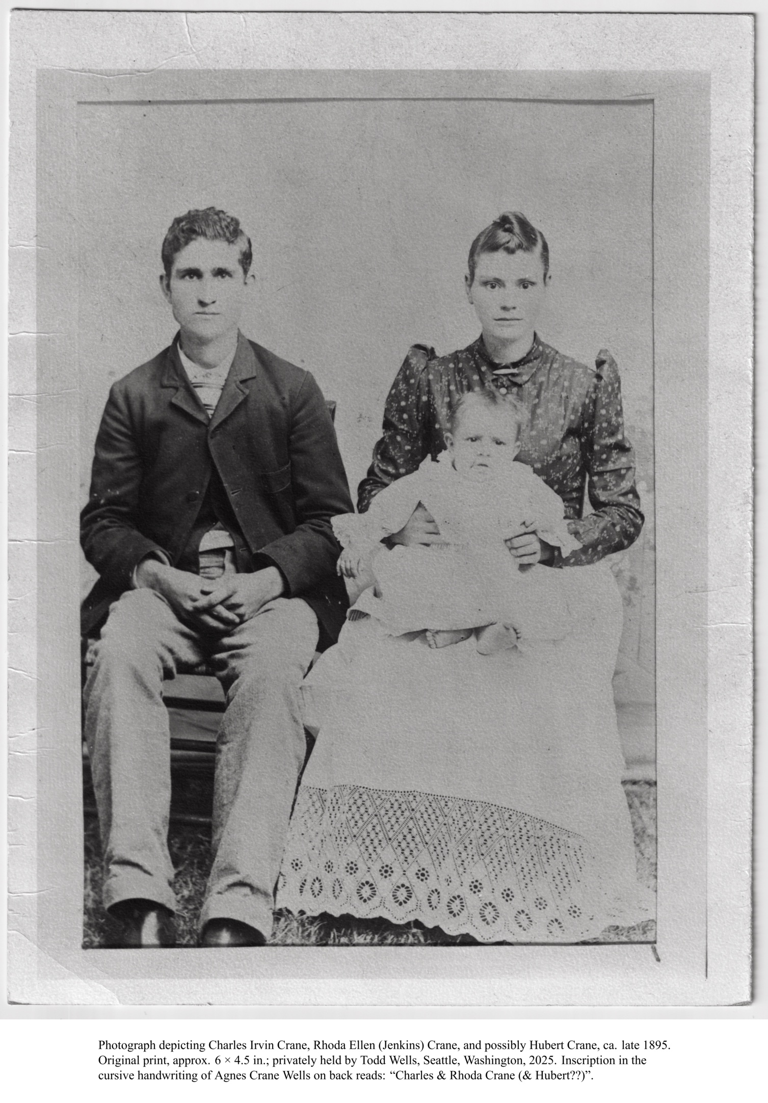 Photo of Charles, Rhoda, and possibly Hubert Crane with citation