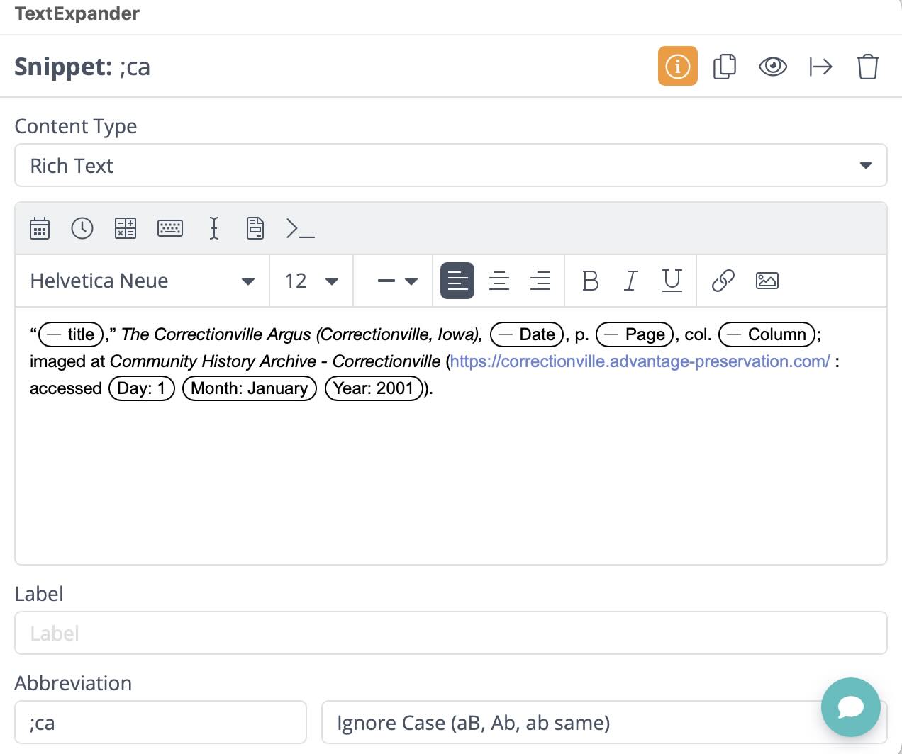 TextExpander screenshot